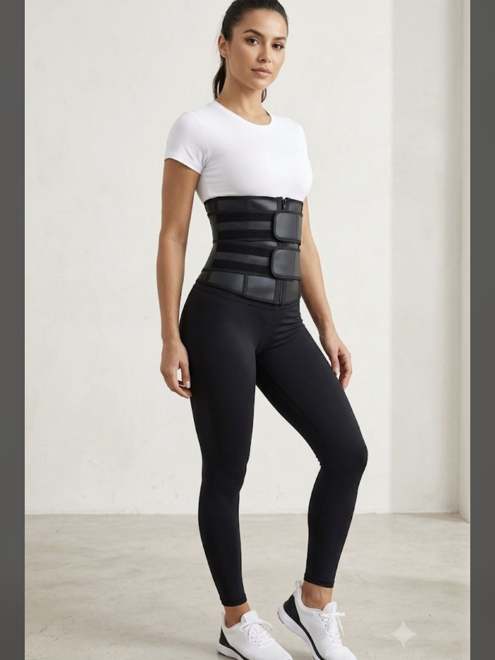 Women Sweat Waist Trainer Corset Belt Neoprene Sauna Body Shaper Zipper Size S